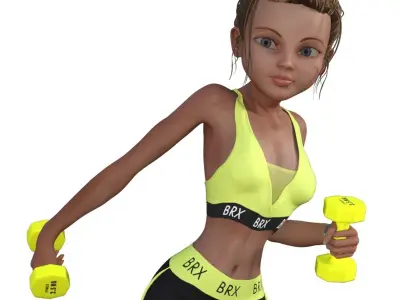 Fitness Sporty Girl Rigged 3D model