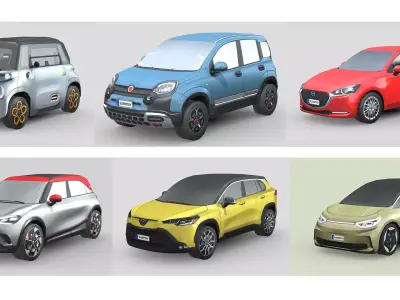 Low-Poly Car Pack 015 - Compact Commuters