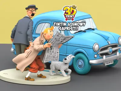 TINTIN and Snowy Sapristi Classic Street 3D print ready Diorama 3D print model