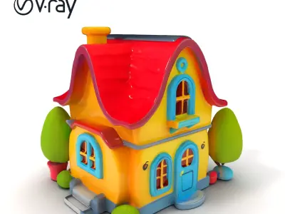 Cartoon House Model Pack with Three Levels of Detail Low-poly 3D model
