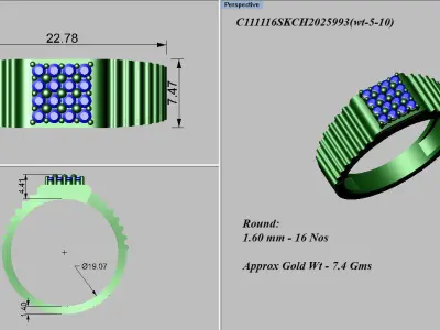 light weight gold diamond rings-C111116SKCH2025990-wt-5-10 3D print model