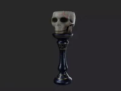 Stylized Skull Candle Holder Low-poly 3D model