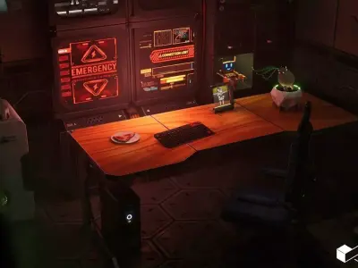 SciFi Engineers Room Environment Low-poly 3D model