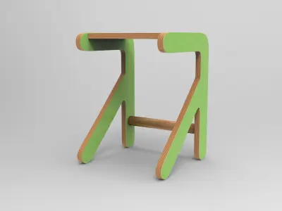 Little Row Chair Low-poly 3D model