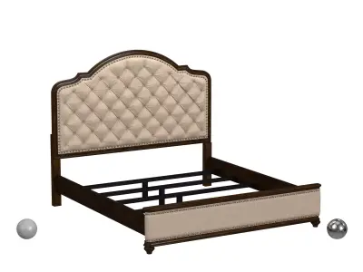 Beaumont Lane Traditiona Upholstered King Bed in Mahogany v2 3D model