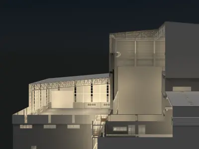 Industrial building in cutaway section 25i16 3D model