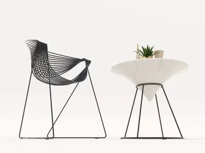 Modern Coffee Table and Chair 3 3D model