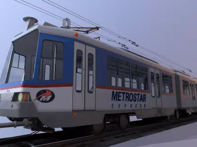 Train metro on tracks Low-poly 3D model