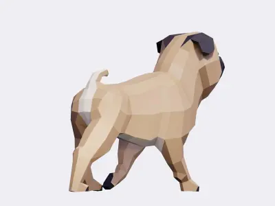 Low Poly Pug Dog Low-poly 3D model