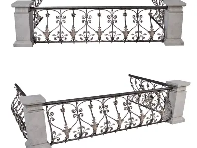 Classic iron fence 3D model