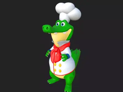 Crocodile chef cartoon 3D model