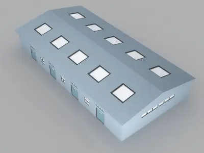 Warehouse industrial building Low-poly 3D model