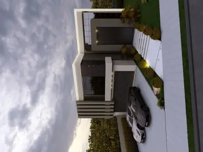 Modern Luxury Villa Exterior with Garage LumionReady Scene 3D model