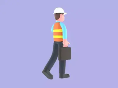 Stylized 3D Male Architect Character - Angry Walking Pose 3D model