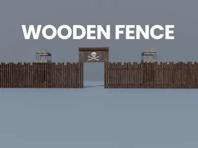  Wooden Security Fence 3D Model Low-poly 3D model