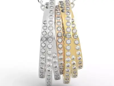 Luxury Multi Ring Diamond Pendant 3D print model