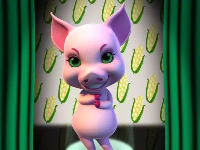 PinkPink little sow in pink 3D model