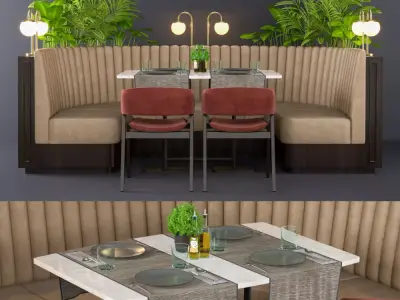 Restaurant seat U type 3D model