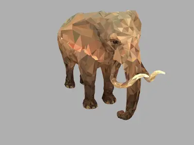 Elephant Low Polygon Art African Animal Low-poly 3D model