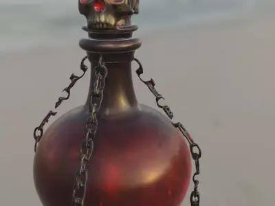 Dark Skull Potion Bottle Low-poly 3D model
