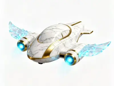 Celestial Marble Hover-Ship 3D Model Low-poly 3D model