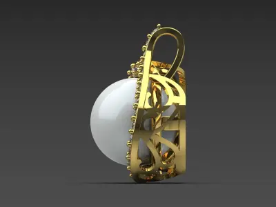 Mabe Pearl Gold Pendant with Diamond Halo pp0054 3D print model