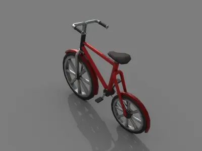 Bicycle  Red Low-poly 3D model