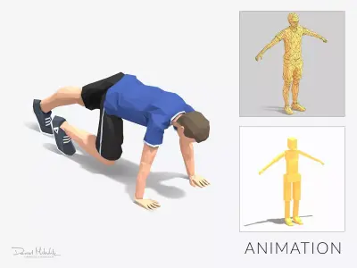 rock climber-pushups Exercise Man Animation Low-poly 3D model