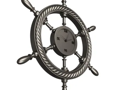 Handwheel Ship Clock 08 Chrome Low-poly 3D model