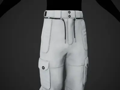 White Snowboard Pants Style 2  Low-poly 3D model