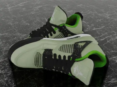 JORDAN 4 RETRO TRAVIS SCOTT 3D SHOES - GREEN Low-poly 3D model
