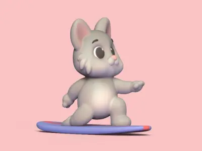 Cat Surfing 3D print model