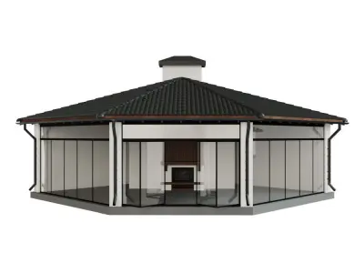 belvedere gazebo with glass roof 3D model