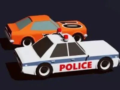 Low Poly Cars 3D police 3D model