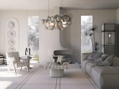 Soothing Cloud Living Room 3D model