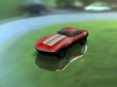 Corvette 72 classic mobile low poly  Low-poly 3D model