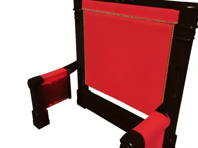 Regal Ornate Red Velvet Headboard Low-poly 3D model