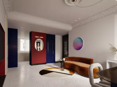 Luxury living room dining room interior scenes 53 3D model