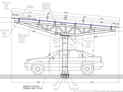67 kWp Solar Carport Project Type 4 3D model