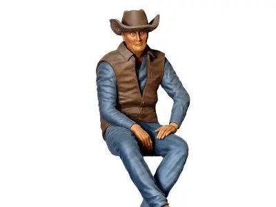 N4 man sitting on the back of pickup truck 3D print model