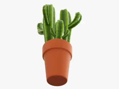 Cactus in planter pot 03 stylized 3D model