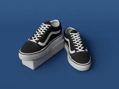 Shoes skateboarding Black Low-poly 3D model