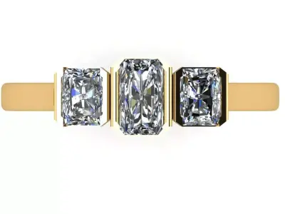 3 emerald half bezel wedding ring  3D print model