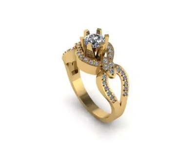 single big stone and small stone wedding ring 3D print model