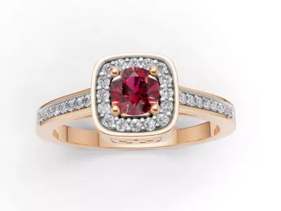 AV 707 Diamond Ladies Halo Style Bridal Engagement Ring 3D print model