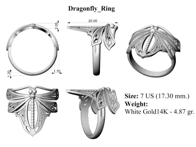 Dragonfly Ring 3D print model purchase