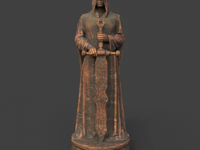 Low poly Warrior Statue 220519 Low-poly 3D model