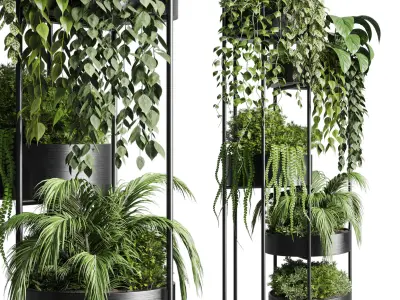 circle stand plant collection Indoor plant metal vase 3D model