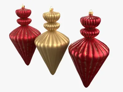 Christmas Tree Ornament Set10 - Red Yellow 3D model