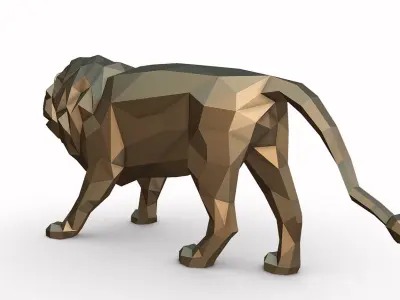 lion low poly golden 3D print model